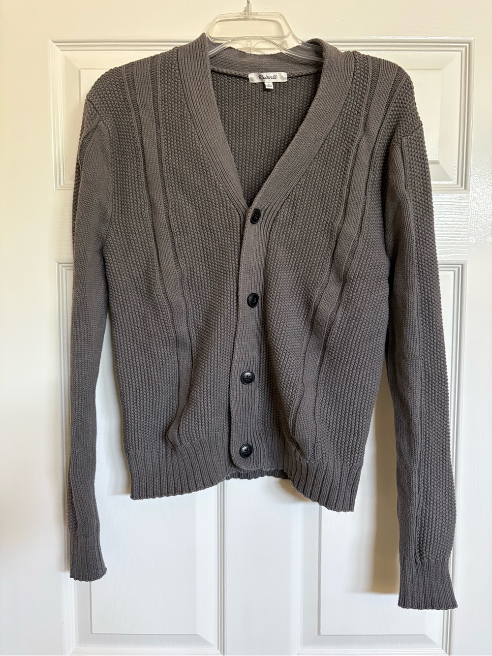 Madewell Gray Knit Button-Front Cardigan Sweater XS Cotton and Hemp